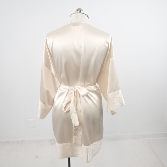 Victoria’s Secret OS Satin Wrap Belted Robe Gown Cream Ivory White Wedding Sexy - Picture 9 of 12